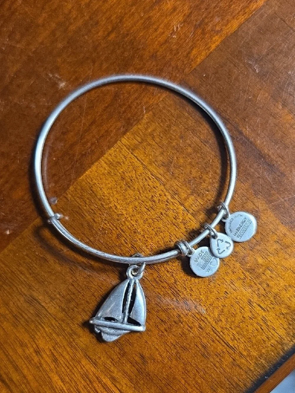 Alex And Ani Sailboat Charm Bangle Bracelet - Silver Color
